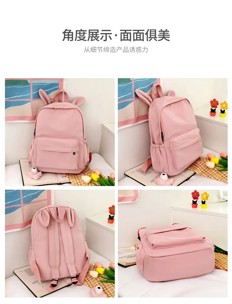 حقيبة ظهر نسائية من النايلون على شكل أرنب، حقيبة سفر كاجوال، حقائب مدرسية كبيرة، حقيبة يد للتنقل اليومي #3