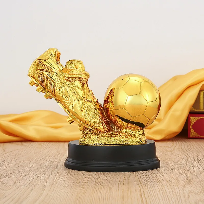 New Premium Resin Gold Plated Trophy Model Striker Award Golden Boot Trophy Football Championship Trophy