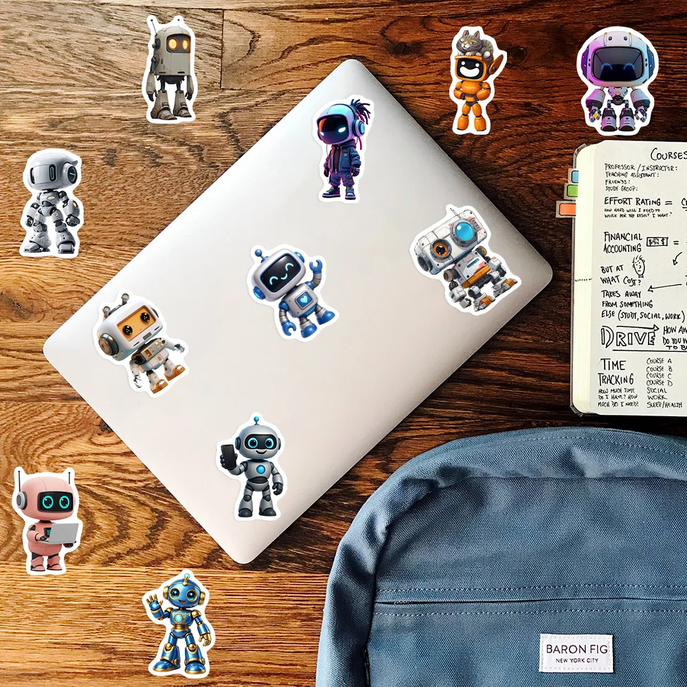 Cute Cartoon Robot Waterproof Vinyl Decal Stickers DIY Gift Toy for Scrapbook Laptop Luggage Journaling Diary Kids Gifts Toys