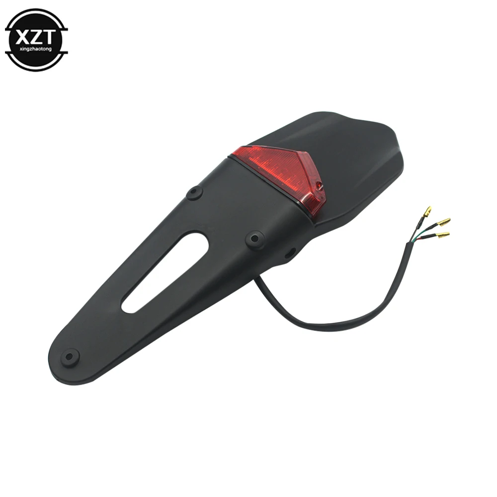 Universal Motorcycle Rear Fender License Plate Bracket Holder with 12V LED Taillight Brake Lamp for Enduro Motocross Dirt Bike image 5