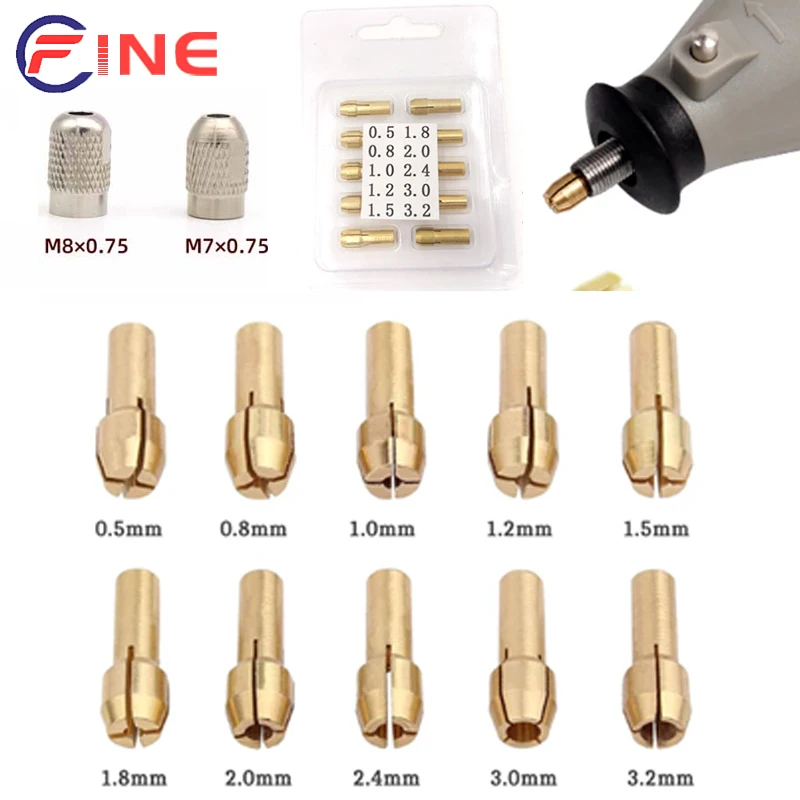 0.5mm-3.2mm Brass Collet Mini Drill Chucks  for Electric Grinder Dremel Rotary Tools Power Tool Accessories 4.8mm Shank