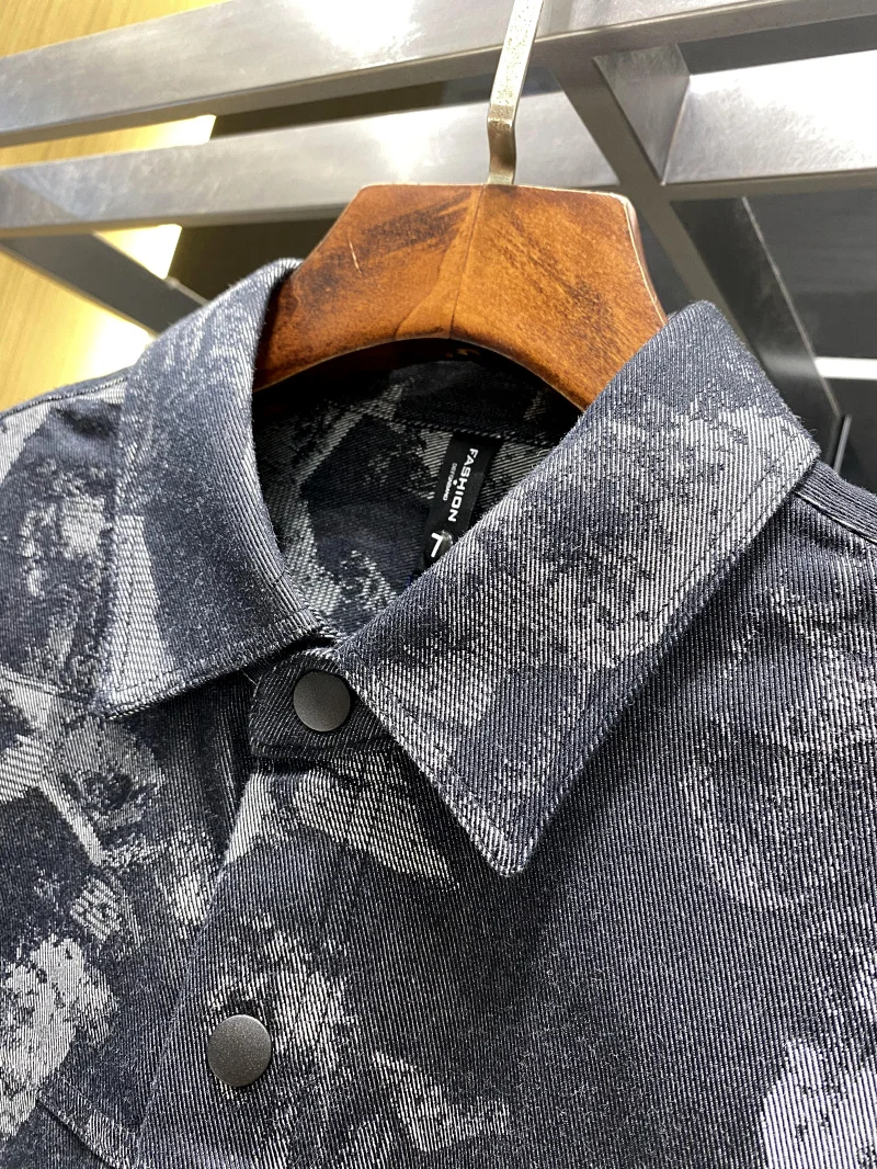   Męska kurtka robocza irt Jaet, lekka, z kołnierzykiem, kontrastowy nadruk, mieszanka bawełny i poliestru, odzież wierzchnia na jesień.