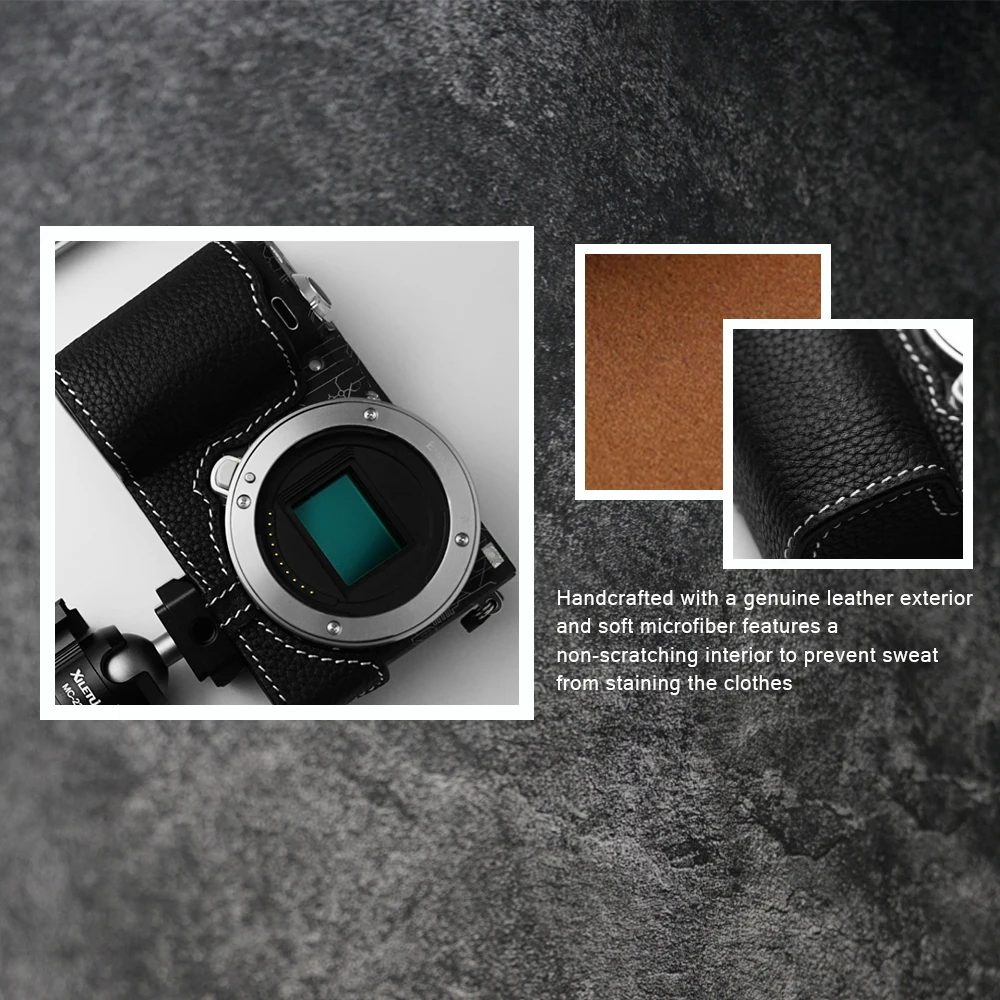 Für Sony Nex5t Fall Kamera Echt leder Rindsleder Schutzhülle Anti-Drop Schnell verschluss Leder Kamera halbe Hülle
