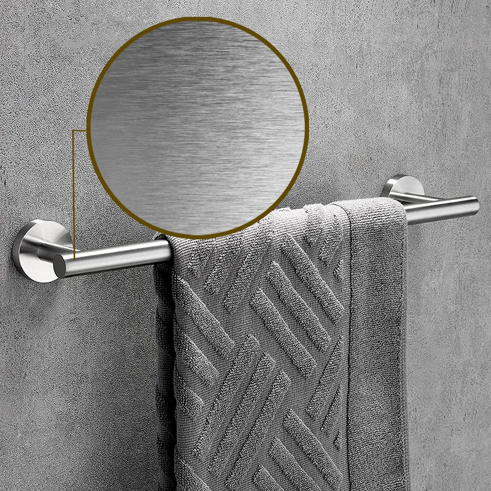 Round Bathroom Accessories Stainless Steel Brushed Toilet Paper Holder Towel Ring Robe Hook Towel Rail Bar Bathroom Hardware
