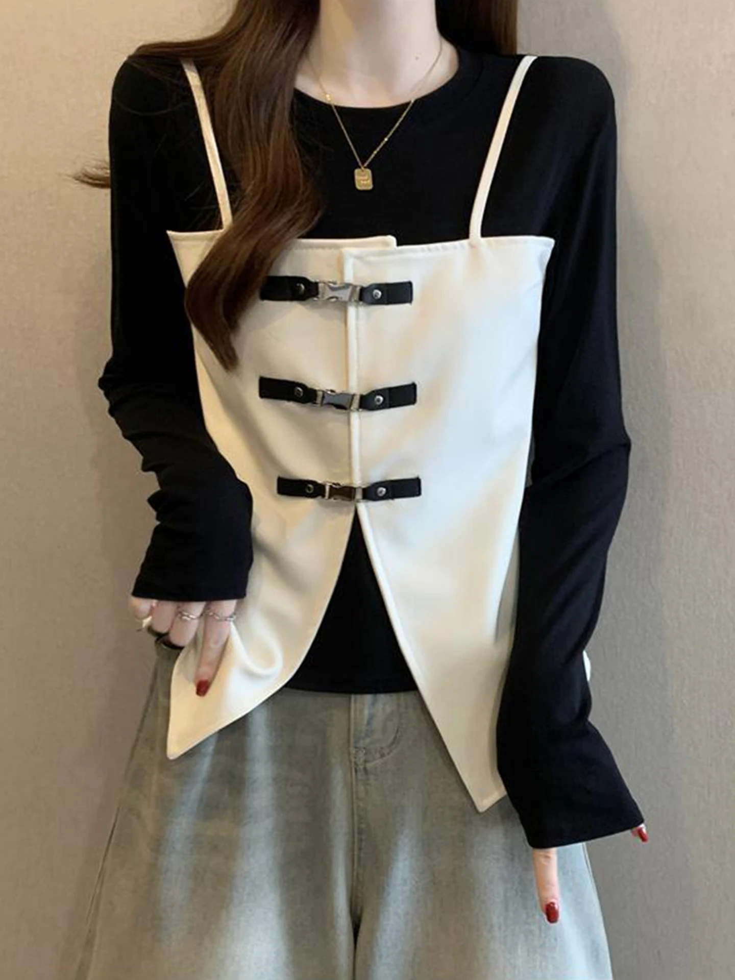 

Цветная футболка с длинным рукавом, весенняя, больших размеров, женская, модная, с эффектом утяжки и скрытия живота, повседневная, удобная, дышащая