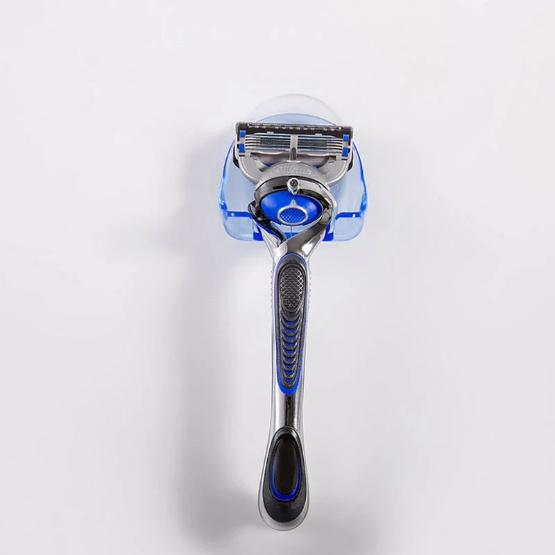 Clear Blue Suction Cup Razor Rack Plastic Bathroom Razor Holder Shaver Storage Rack Wall Hook Hangers Towel Sucker Bathroom Tool