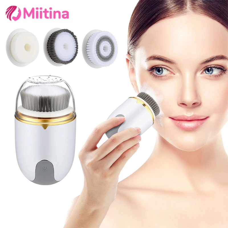 

Электрическая щетка для очищения лица 3 в 1, ультразвуковой массажер для ухода за кожей, звуковой вращающийся очиститель для глубокого очищения лица от черных точек