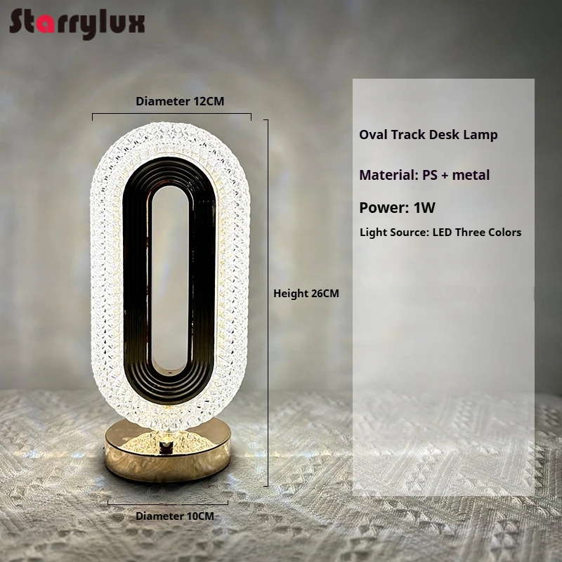 Crystal Star Track Oval Table Lamp LED Dimmable Ambient Light Modern Bedside Night Lights Decorative Lamps