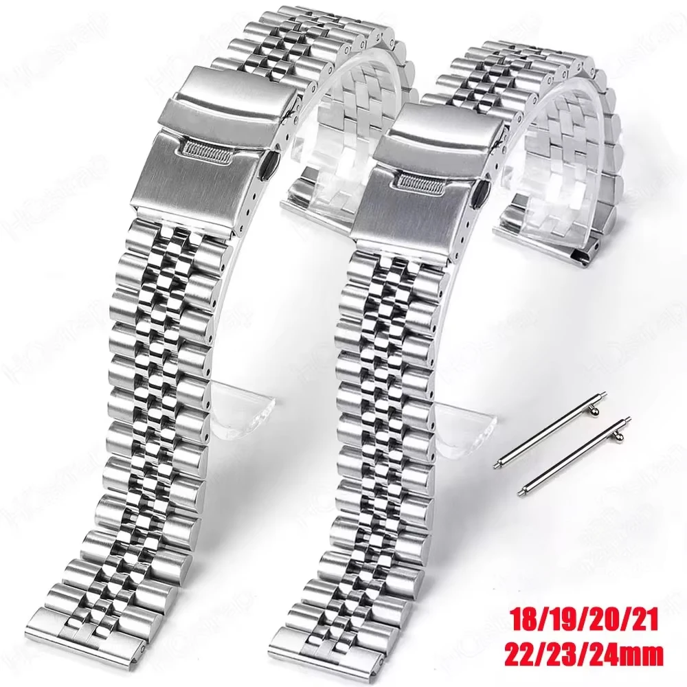 Straight End Stainless Steel Strap for Jubilee SKX007/009 Metal Watch band 18mm 19mm 20mm 21mm 22mm 23mm 24mm Bracelet