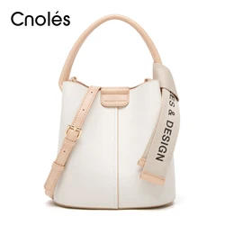 Cnoles Women Retro Bucket Shoulder Bag Handbag Purse Brand Female Crossbody Bags Clashing Color