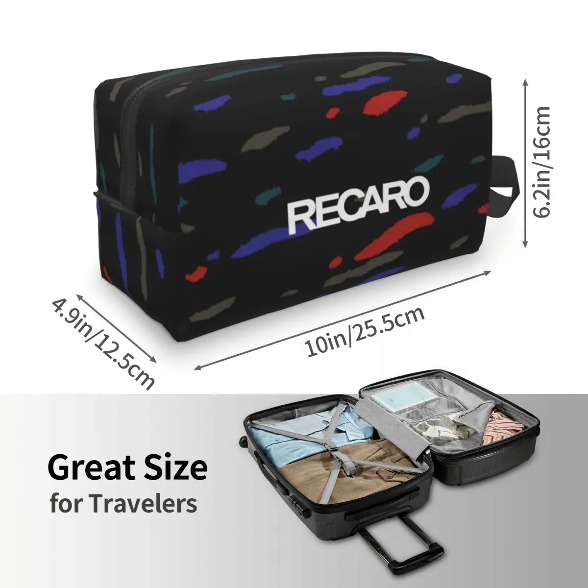 Custom Confetti 90s Seat Pattern Recaros Makeup Bag Women Travel Cosmetic Organizer Kawaii Storage Toiletry Bags view 3