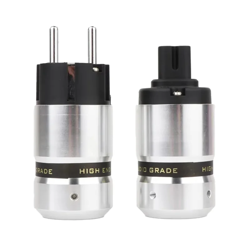 

ALIM-Hifi Figure 8 IEC C7 Plug Audio Aluminum Gold Plated Schuko EU Male Connector C7 IEC Female Plug Socket Rhodium Figure 8 EU