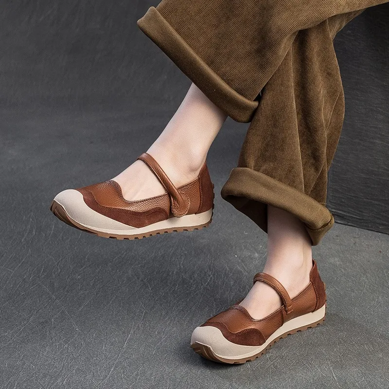 

GKTINOO 2025 Autumn New Commuter Genuine Leather Flats Casual Round Toe Soft Soled Shallow Versatile Women's Shoes