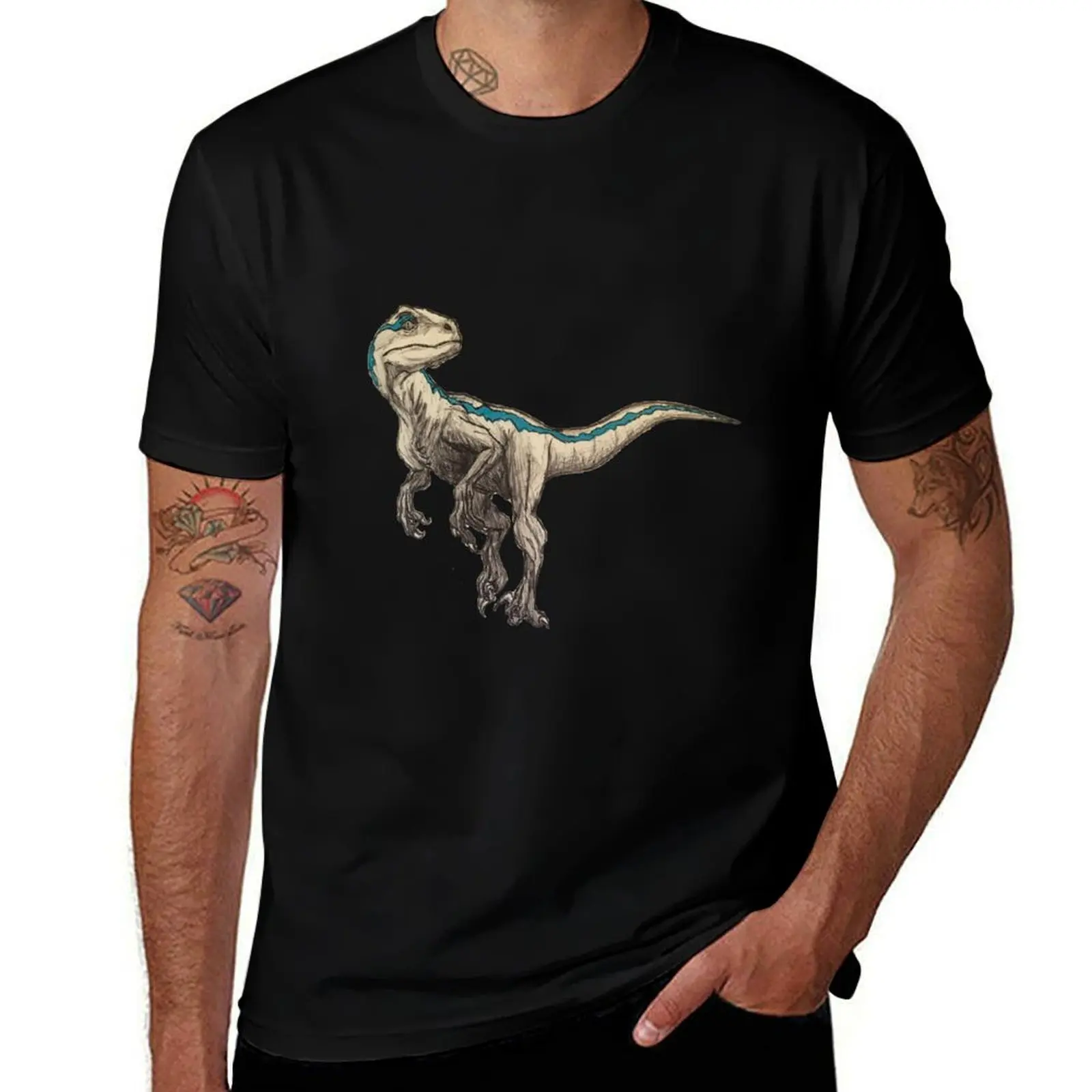 Camiseta con diseño de Blue de Jurassic World, camiseta de manga corta de talla grande