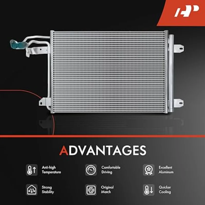 Condensatore A/C per climatizzazione A-Premium compatibile con A3, TT, TTS, RS Quattro e Jetta 2005-2010