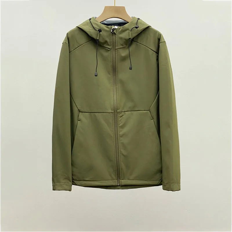 Unisex Outdoor Windproof Softshell Jacket - Hooded Windbreaker Coat for Couples, Simple & Versatile for Fall & Winter Hiking