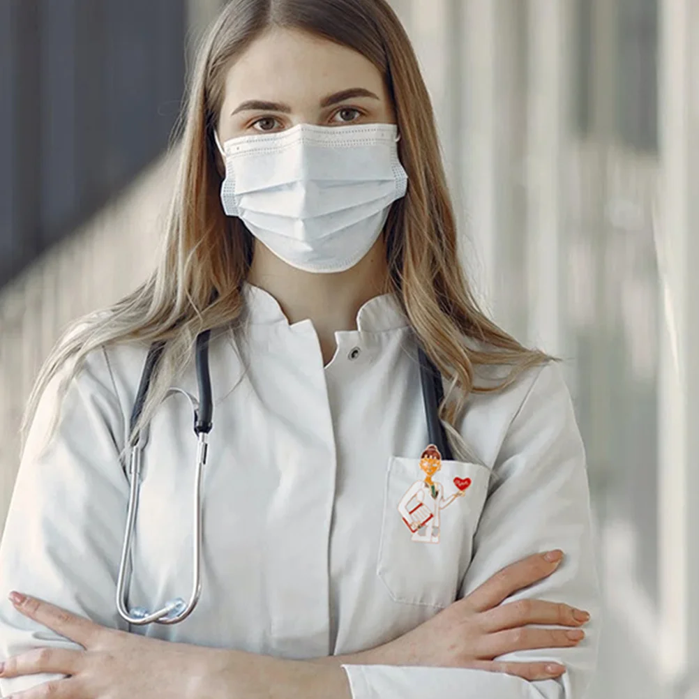 

5pcs Alloy Brooches Heart Shaped Nurse Doctor Badge Lapel Pin For Women Graduates Decorative Jewelry Gift Drip-Oil Design