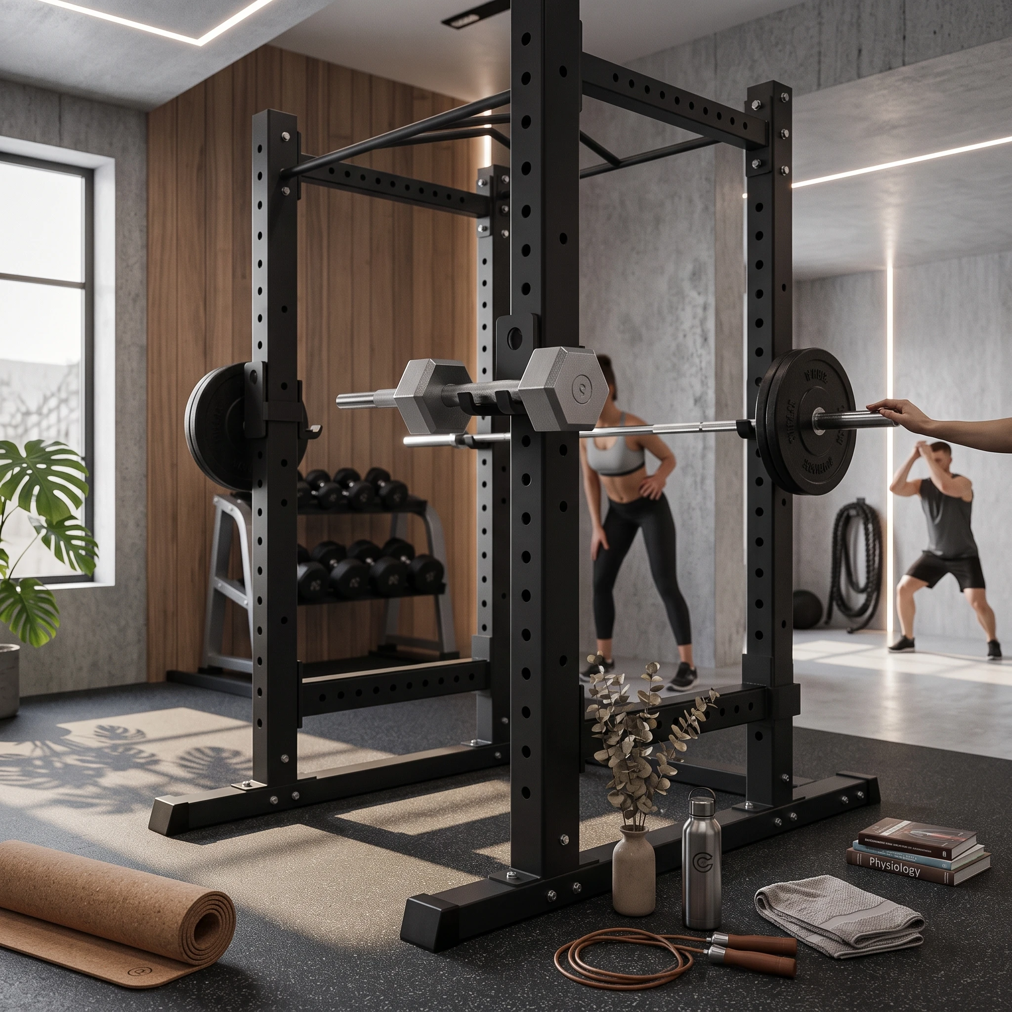 Barbell Storage Hook Space-Saving Squat Rack Hook Barbell Storage Bracket Powder-Coated Wall-Mounted Rack Safeguarding