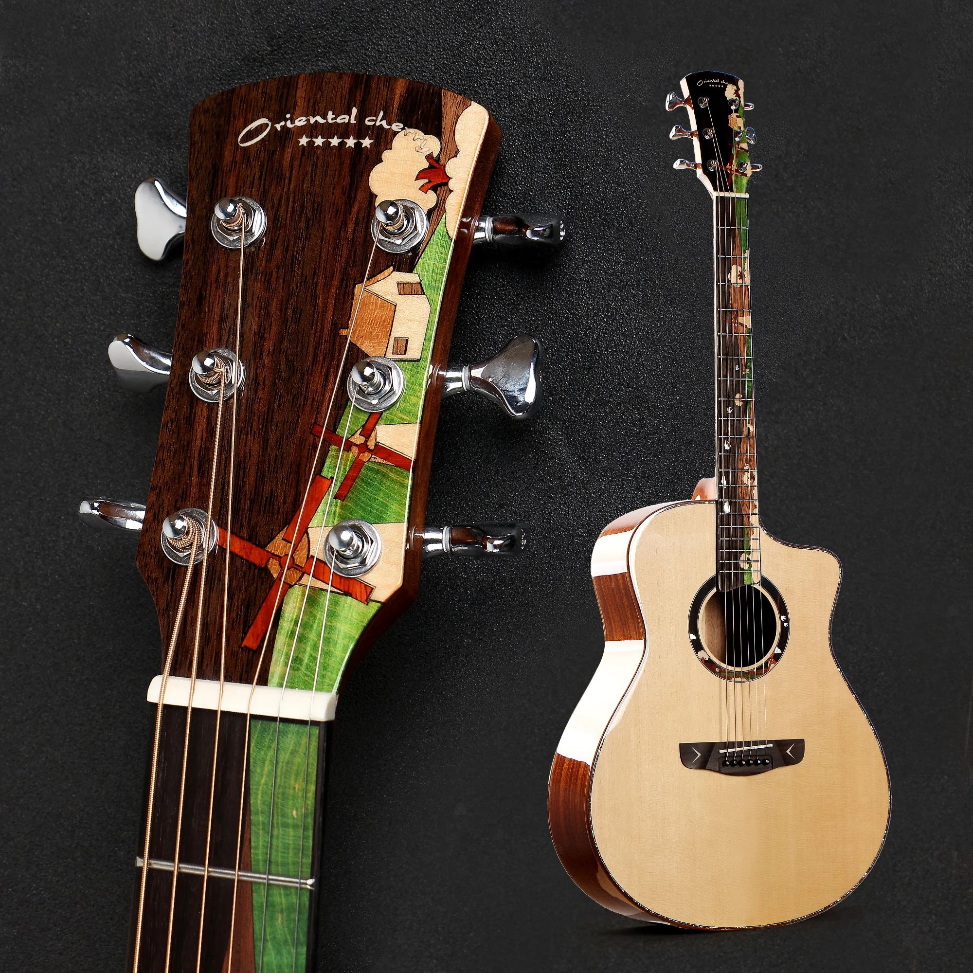 

41 inch all solid acoustic guitar electric cut-away A grade spruce hand made high quality guitar artiful China wholesale W-XS8