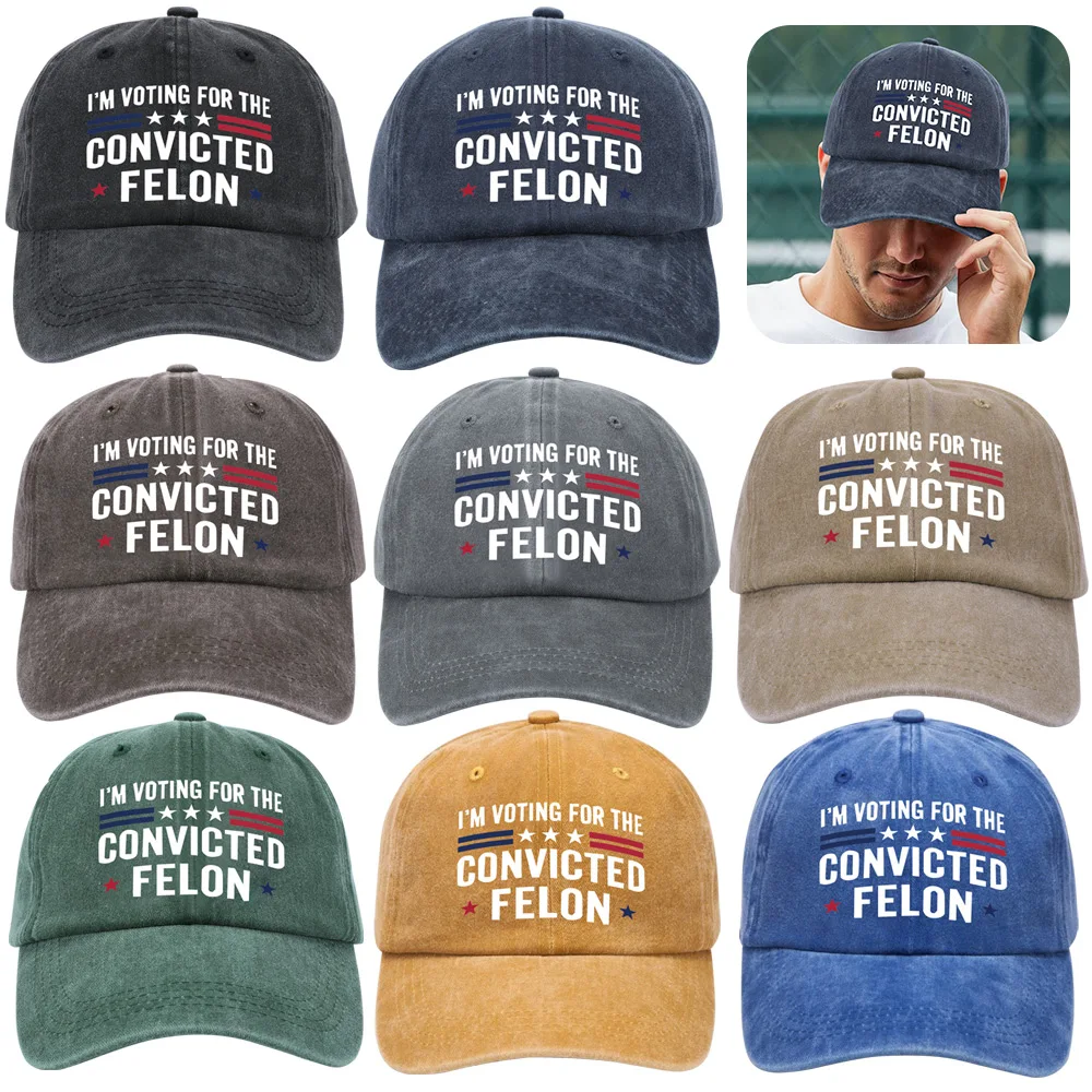 Fashion Baseball Hat Funny Trucker Hats Breathable Cotton Sports Hat I'm Voting for The Convicted Felon Slogan Baseball Cap