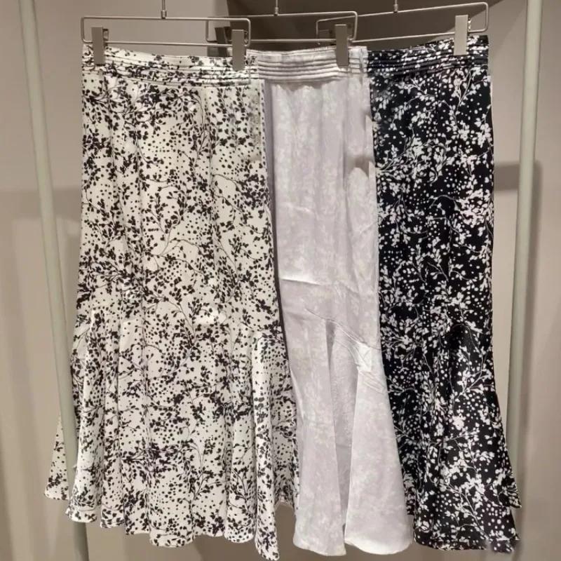 

Japan Style Women Skirts Temperament Elegant High Waist Jupe Female Irregular Printed Fishtail Skirt 2024 New Spring Bodycon