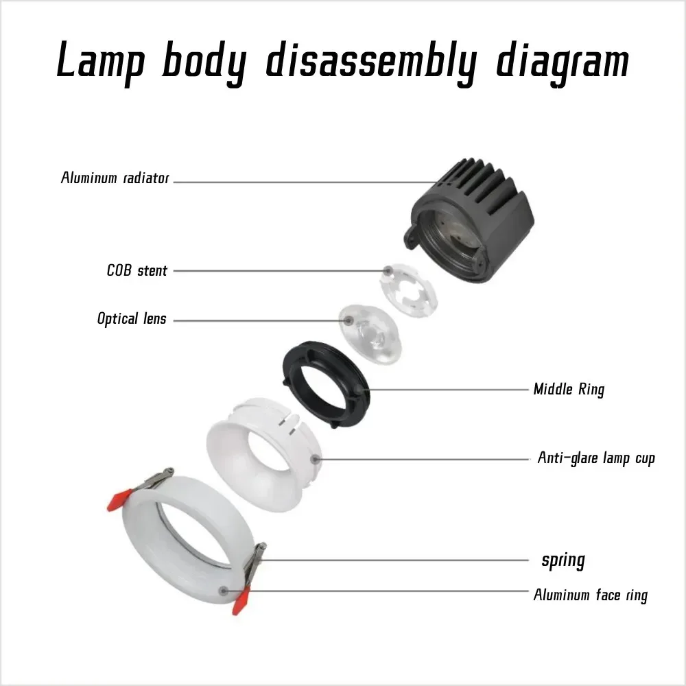 Foco LED COB antideslumbrante empotrable 30 °   5W 7W 10W12W 15W 18W 20W 24W CRI92 Lámpara de techo empotrable AC110V 220V Iluminación interior