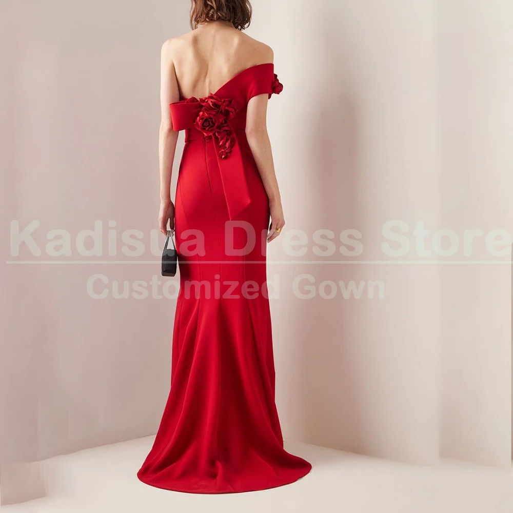 Modern Red Evening Dresses 2025 Luxury Appliques One-Shoulder Chapel Train Dress Formal Occasion Women Long Gowns Vestidos