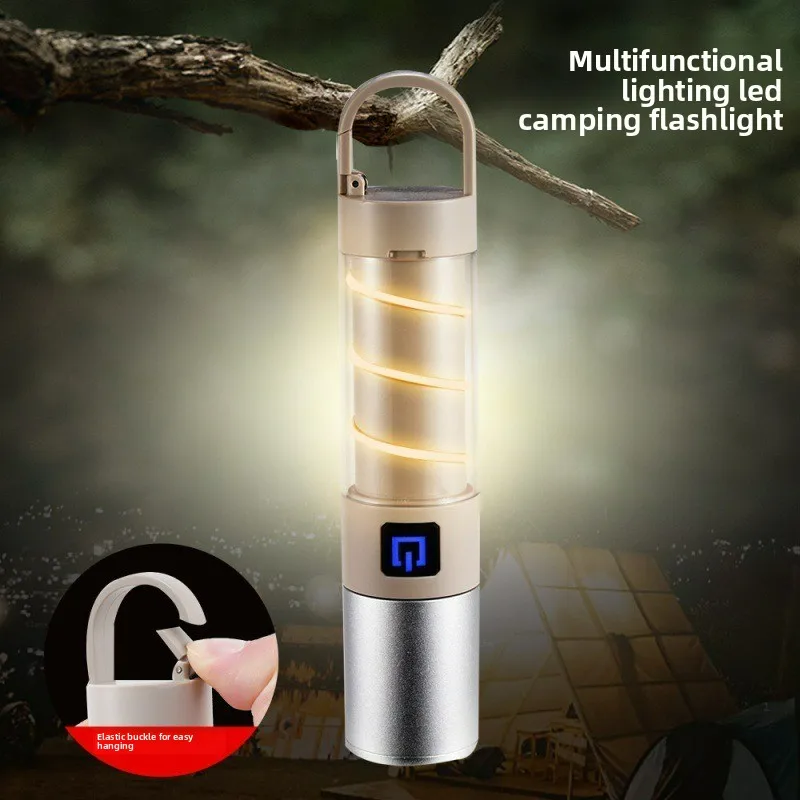 Multi-functional Rechargeable Handheld Tent Light, Warm Light Flashlight, Outdoor Camping Lamp with Tungsten Dual Light Source