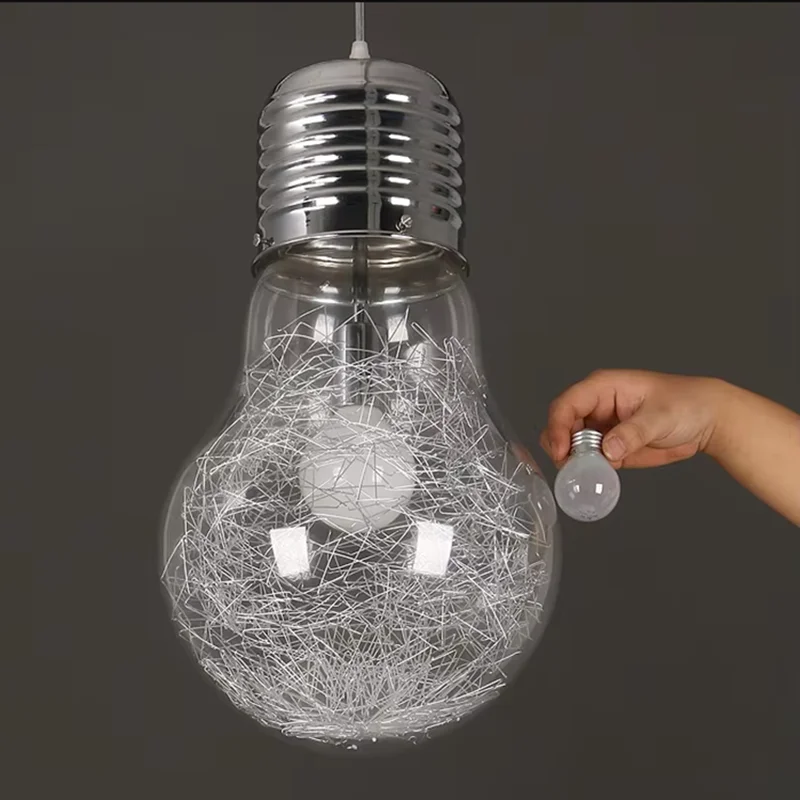 Creative personality pendant lights iron glass big bulb vintage lamp bar Russian warehouse 300mm * 450mm large pendant lamps