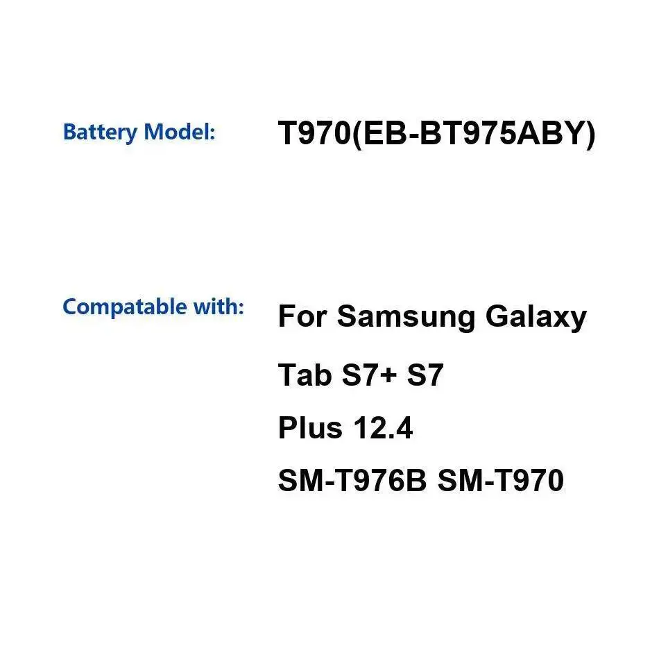 Аккумулятор для планшета емкостью 9800 мАч T970 EB-BT975ABY долговечный для Samsung Galaxy Tab S7 Plus 12,4 SM-T976B SM-T970