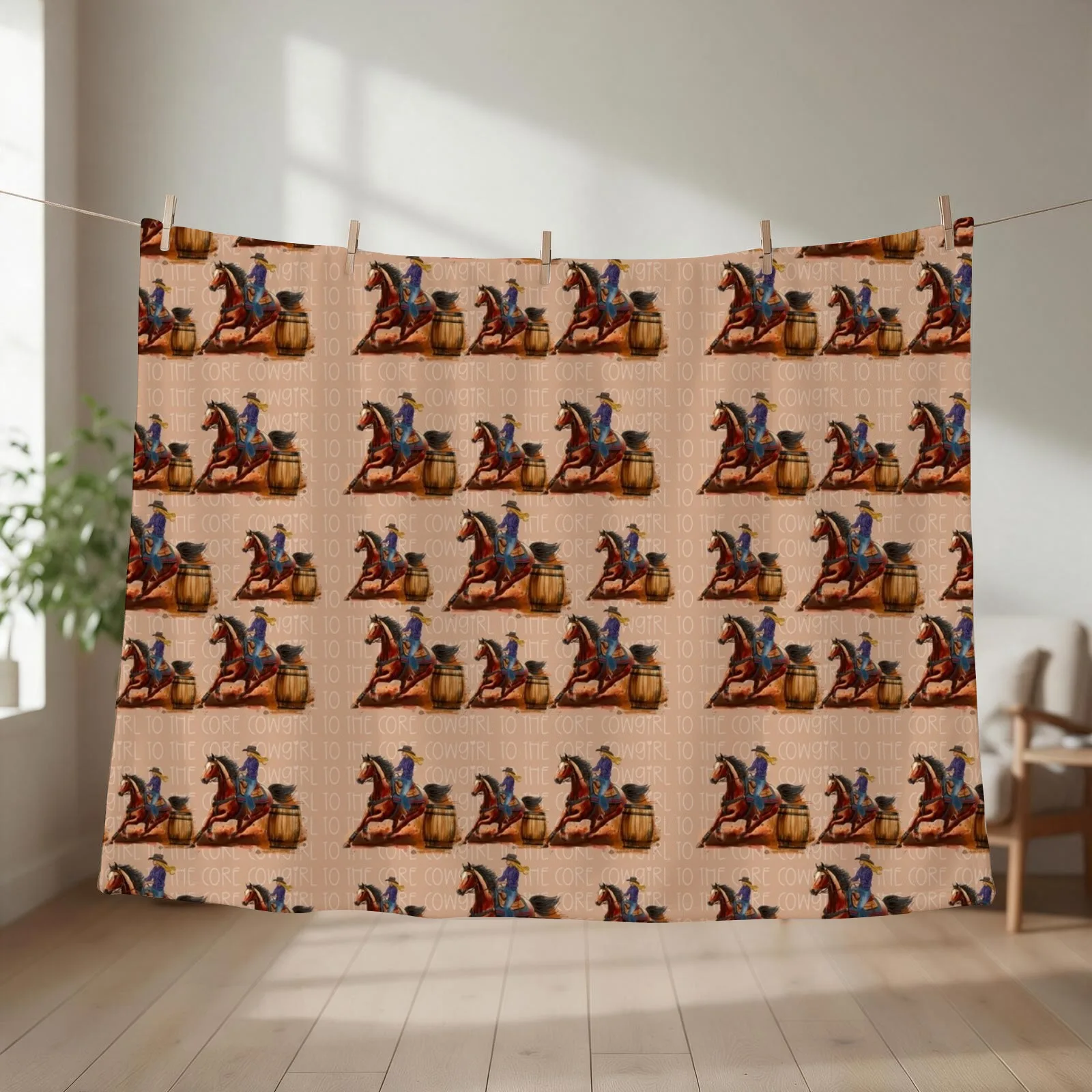 Barrel Racing Cowgirl Throw Blanket couch cozy soft plush fuzzy picnic outdoor blanket