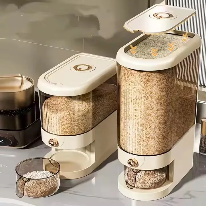 Con scatola di immagazzinaggio per conservare cereali, riso, cucina, per uso alimentare, cereali vari, barili di riso, barattolo sigillato a prova di umidità