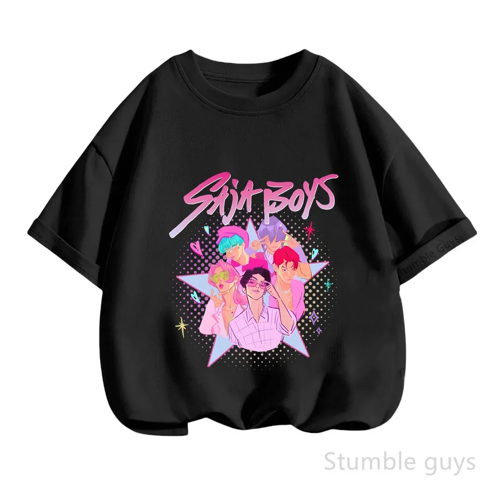 Letnia koszulka Kpop Demon Hunters dla dzieci z krótkim rękawem, codzienna, modna, chłopięca i dziewczęca, ubrania anime.