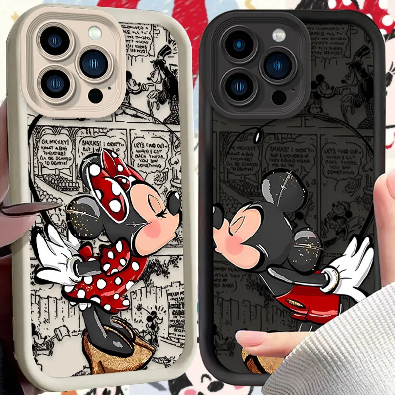 Funda para Teléfono con Diseño de Mickey y Minnie Besándose de Disney para iPhone 17 Air 16 16E 15 14 13 12 11 Pro Max X XS X S Max XR SE 2020 SE4 7 8