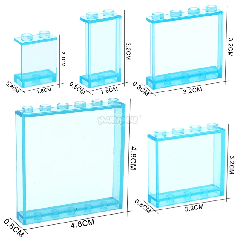 Marumine 4864 87552แผง1X2X2 MOC อิฐชิ้นส่วนแก้วหน้าต่าง House 100PCS DIY Construction บล็อกตัวต่ออุปกรณ์เสริม