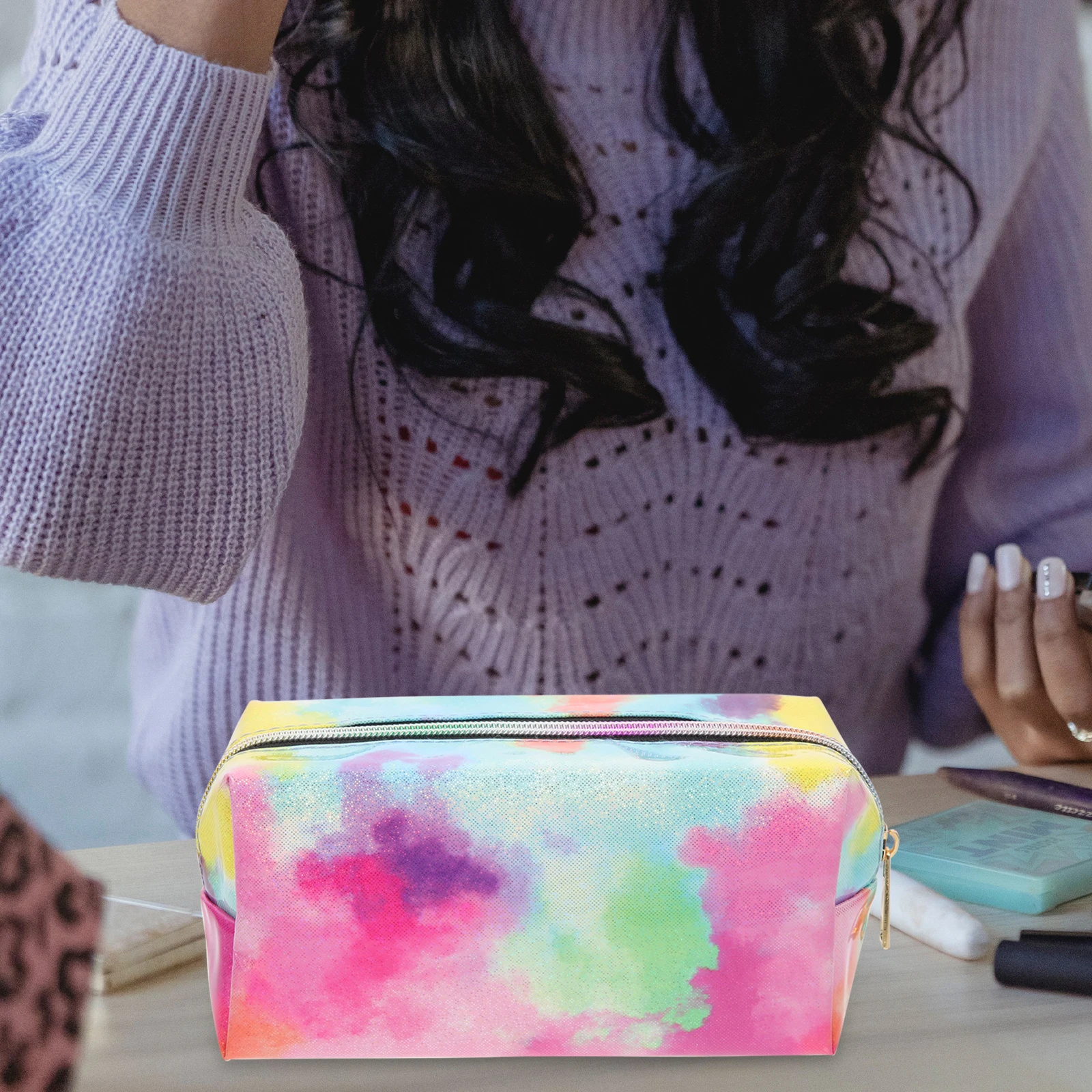 

3Pcs Tie-Dye Organizer Bag Set Portable Travel Makeup Toiletry Pouch Handheld Sundries Storage Bags for Women