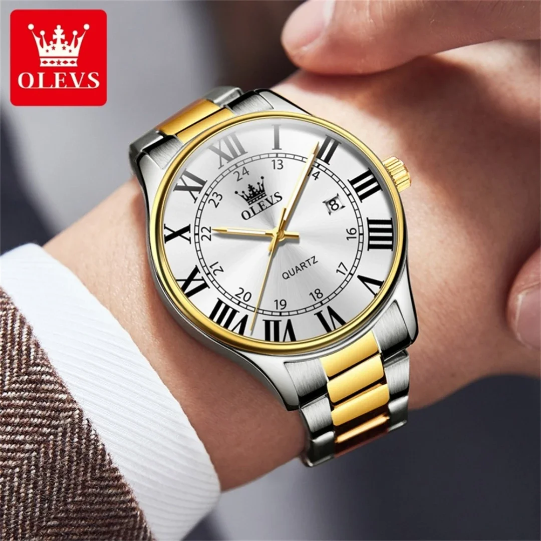 OLEVS 2911 Casual Quartz Watch Stainless Steel Round dial Calendar