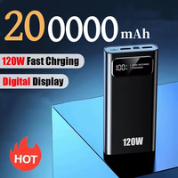 200000mAh Power Bank 120W Super Fast Charging Battery High Capacity Digital Display Power Bank For Iphone Xiaomi Samsung Huawei