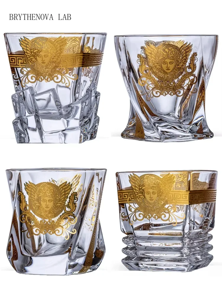 Medusa Gold Head Painted Whisky Glass Multi-functional Use for Wine Liquor Beer Water - Stylish Foreign Wine Glass Design