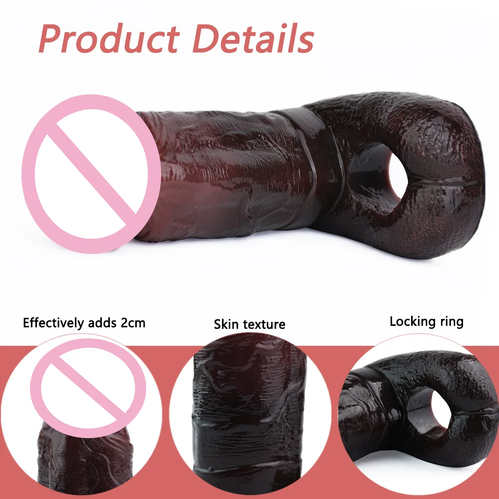 FAAK Silicone Penis Sleeve cock Extender and Enlargement Reusable Condom Delay Ejaculation Sex Toys For Men Hollow Dildo