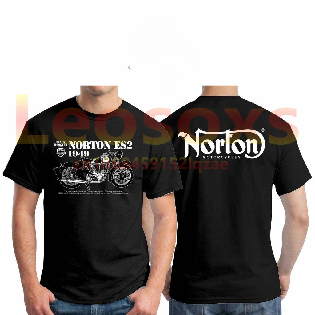 남성용 코튼 노턴 블랙 오토바이 스포츠 프린트 티셔츠, 패션