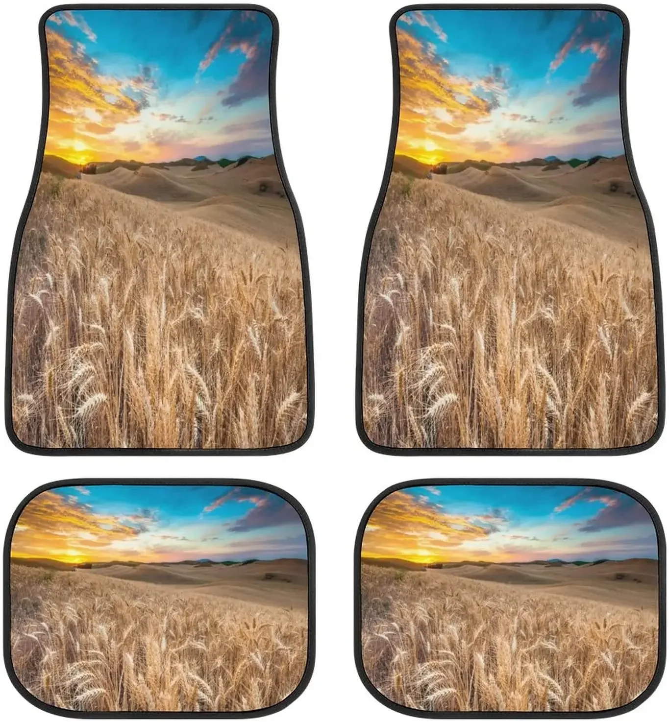 Wheat at Sunset in Nature Art Car Mats Universal Drive Seat Carpet Vehicle Interior Protector Mats Funny Designs All-Weather Mat