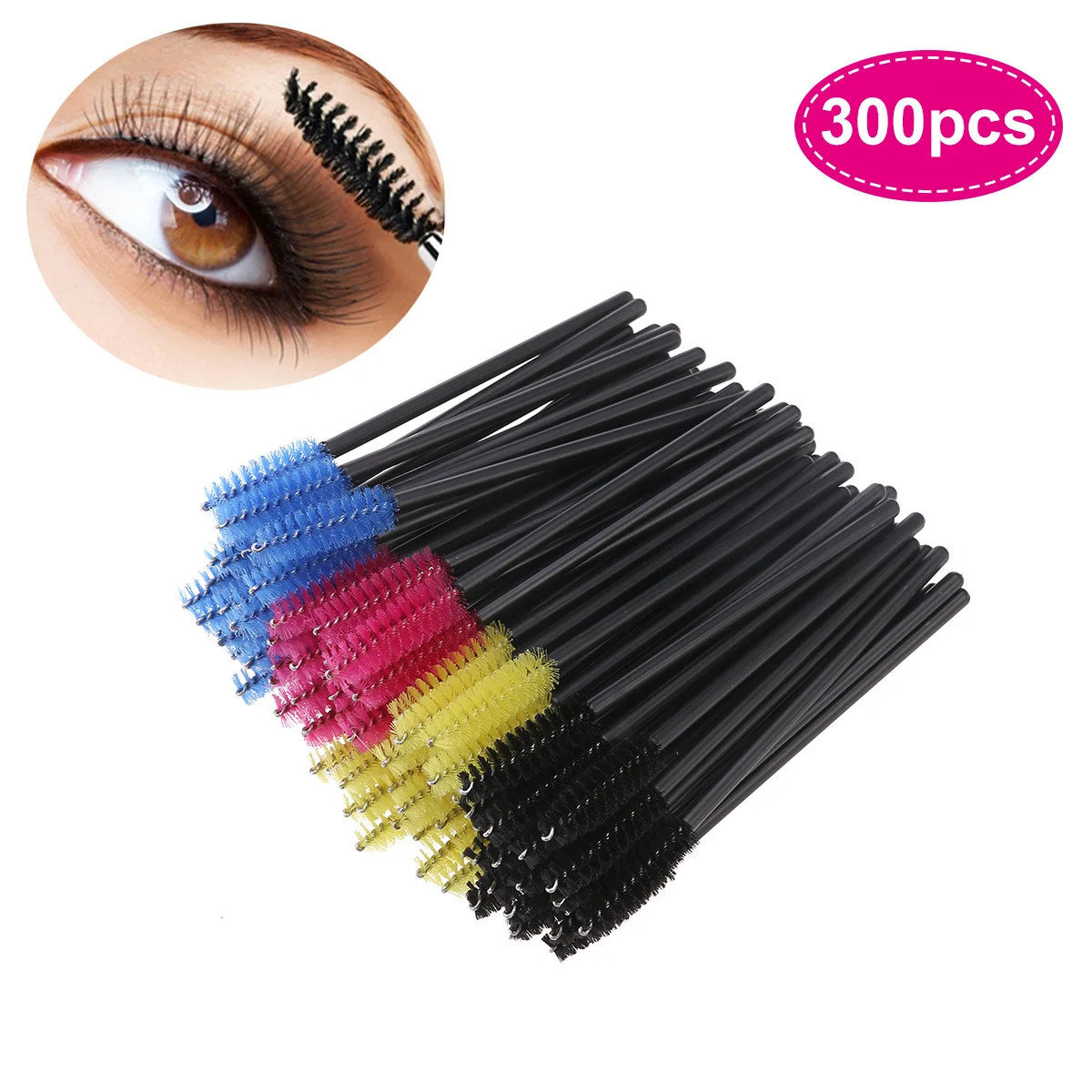 300Pcs Multicolor Eyelash Brush Disposable Mascara Wands Lash Separating Curling Tool Salon Personal Use Eyelash Mascara Brush