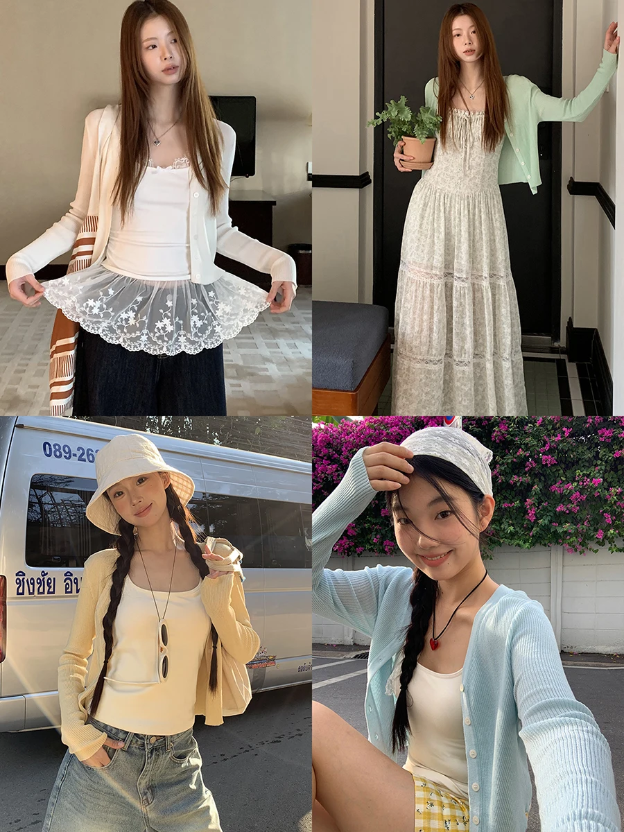 كارديجان أحمر محبوك مفتوح للنساء بتصميم كوري قصير برقبة على شكل V، موضة خريف 2025 الجديدة عالية الجودة بقصة مستقيمة غير رسمية #2