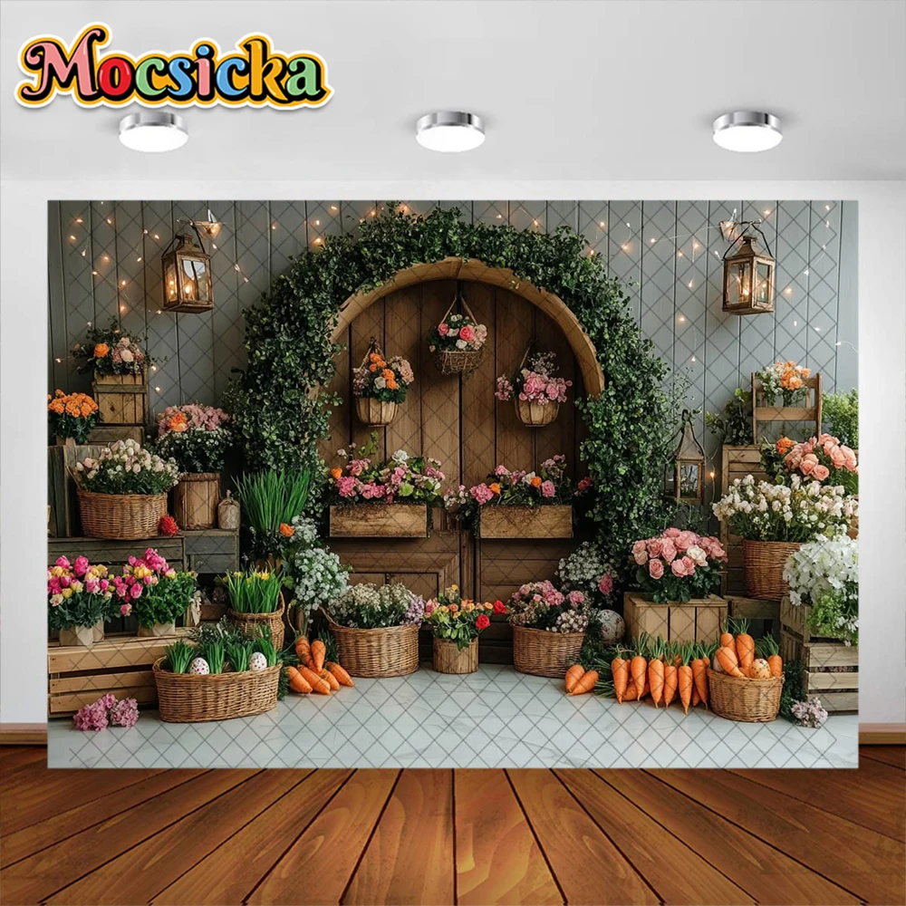Mocsicka фон для фотосъемки весенняя пасхальная корзина для яиц цветы украшения фон детский торт Smash портретная студия реквизит баннер