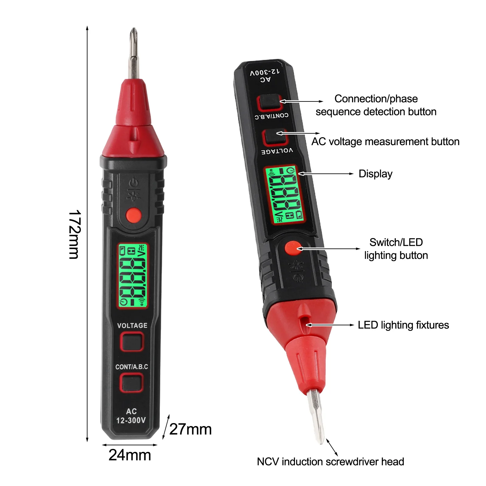Non Contact Tester AC Voltage Detection 170X27 26mm AC Voltage Tester Interchangeable Screwdriver Head Low-battery Indication