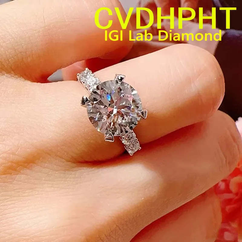 

1, 2, 3, 4 карата по индивидуальному заказу, платиновое золото Pt950, выращенное в лаборатории кольцо с бриллиантом IGI & GIL круглой формы D VS1, свадебное обручальное кольцо