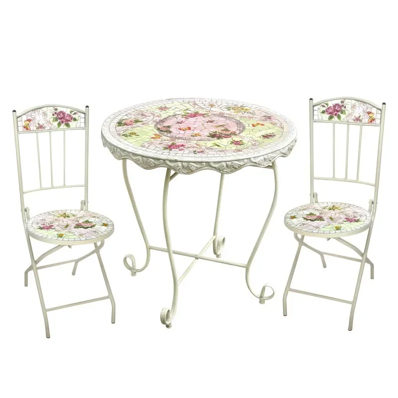 outdoor courtyard European balcony sun room, courtyard balcony leisure table and chair combination three-piece s