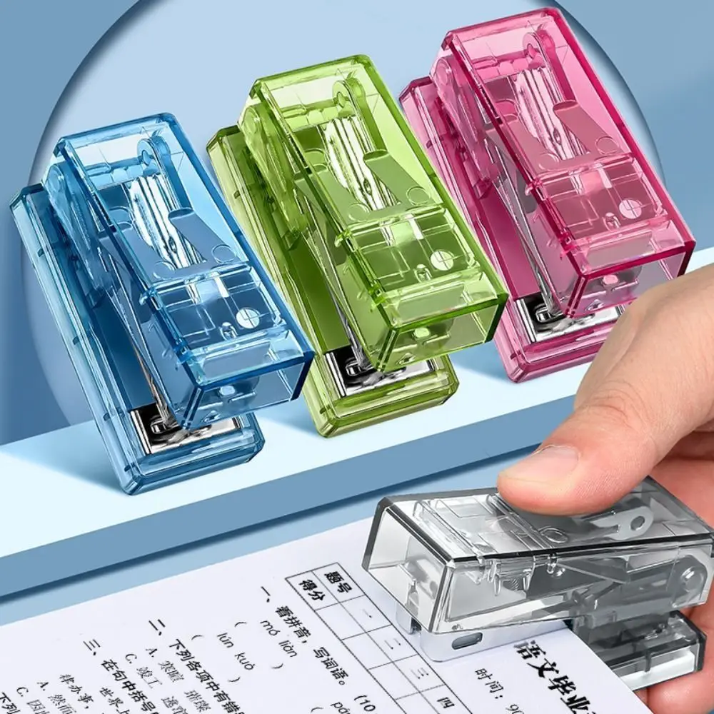 Mini Mini Stapler Transparent Multifunction Office Binding Tools Easy-Use Portable Paper Binder Set School Office Supplies