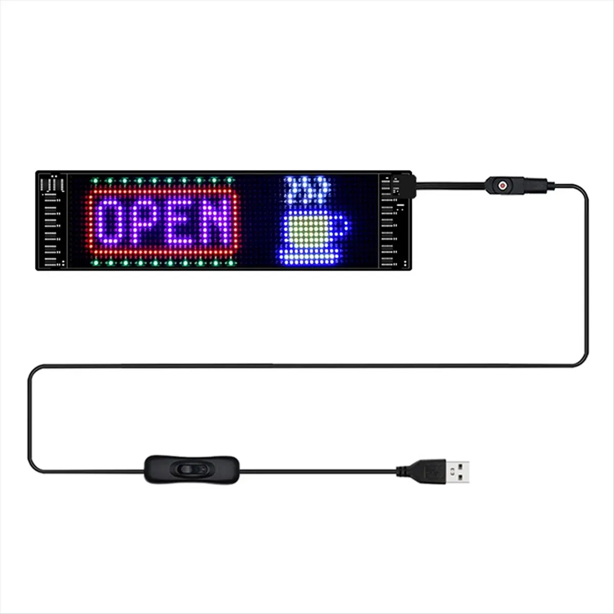 A776Z LED Pixel Panel USB 5V 16x96 Resolution Flexible LED Module RGB Scrolling Text Animation Display Bluetooth APP 7x17cm Reli